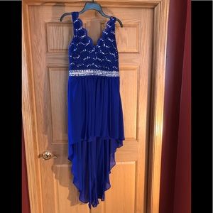 Hi Lo Electric Blue Dress with Silver Sequins